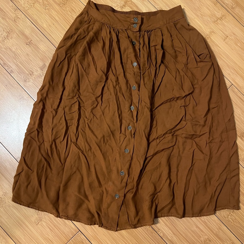 Forever 21 Brown A-Line Button Skirt